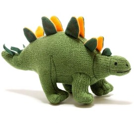 Best Years | Small Knitted Moss Green Stegosaurus Dinosaur Baby Rattle | Newborn & Baby Gift | Soft & Safe | Machine Washable | 17cm x 10cm | Suitable from Birth | Ethically Sourced