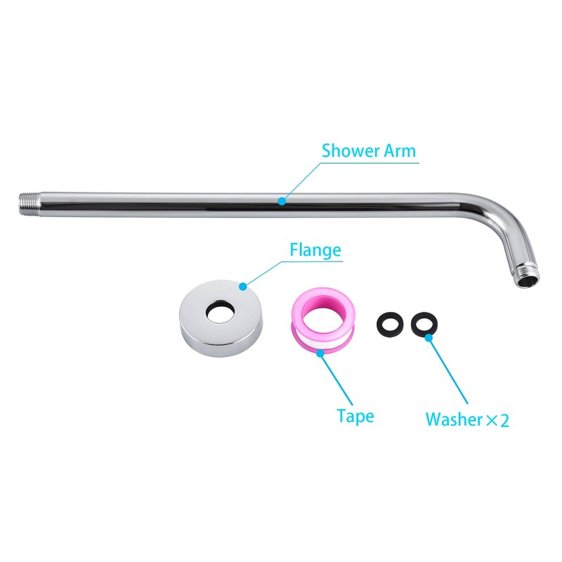 12 Inch Shower Arm with Flange,Stainless Steel 90 Degree Rain
