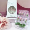 24Pcs Summer Flower Press on Nails Leaves Acrylic Long Coffin