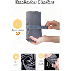3 Pzas Toalla de Microfibra,Toalla Deportiva Súper Absorbente de Secado Rápido,Grande Toalla Suave,Ligera y Porátil,Toalla para Natación,Baño,Viajes,Deporte,Playa Alberca con 1 Blosa (Gris carbón）