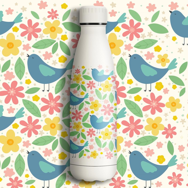KollyKolla Stainless Steel Drinking Bottle, 500 ml, 3D Print Drinking