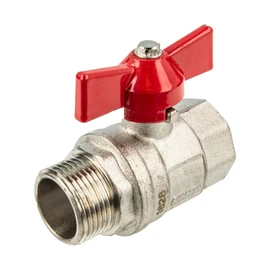 tecuro Ball Valve Internal x Male Thread G 1/2 Inch (DN 15) Wing Handle, Nickel-Plated Brass