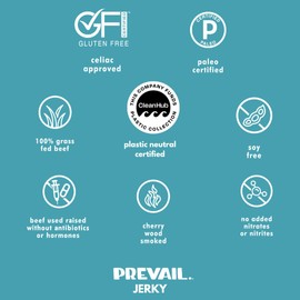 Grass Fed Beef Jerky Variety Pack, by PREVAIL - Low Sodium and Gluten Free! | Umami, Spicy, Lemongrass, and Original - Pack of (8) Bags | | Our Gourmet Jerky is Paleo Certified, Soy Free, Free of Preservatives, and contains no GMO's!