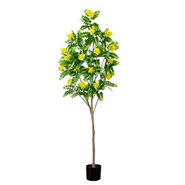 Nearly Natural 6ft. Artificial Flowering Citrus Tree with Real Touch Leaves