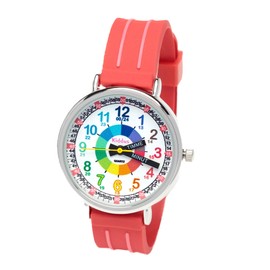 Kiddus Learning Watch for Kids Boys and Girls Analogue Watch with Time Learning Exercises Time Teacher Svenska Red, Svenska Röd, Strap.