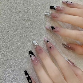 Nail Tip, Long Nail Tip, 24 Pieces, 3D Claws, Mine-based Korea, Mass Production Type, Cosplay Nail, Stylish, Popular, Gel Nail, Reusable, Ribbon, Beads, Nail Seal, Durable, Convenient, Nail with 48