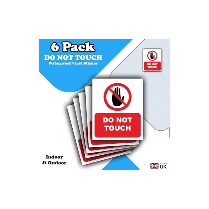 6-Pack - Do Not Touch Safety Vinyl Sign Stickers -
