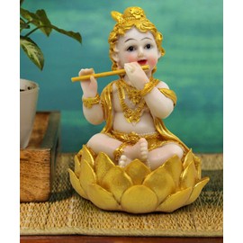 TIED RIBBONS Krishna Statue | Resin, 5.2 Inch | Baby Krishna Idol for Home, Puja, Mandir, Temple | Hindu God Idols for House Warming | Indian Return Gifts for Pooja, Office, Janmashtami Decoration