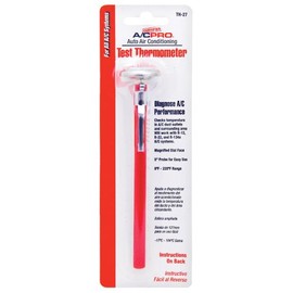 Interdynamics Certified A/C Pro Car Air Conditioner Test Thermometer, Helps Diagnose AC Performace and Checks Outlet Duct Temperature and Ambient Temperature, Includes Holder and Clip