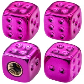MEAJOO 4PCS Dice Tire Valve Stem Caps, Wheels Tire Air Caps with O Rubber Ring Accessories, Corrosion Resistant Leak-Proof, Universal for Cars, SUVs, Bikes, Trucks and Motorcycles (Purple)