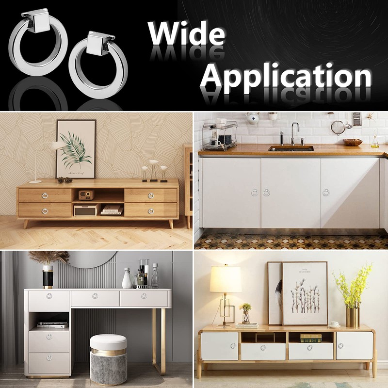 Jiozermi 12 Pcs Cabinet Knobs, Metal Ring Pull Handles, Hardware