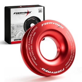 Recovery Ring 66000 LBS Winch Snatch Towing Ring, Fits for Synthetic Winch Rope & Soft Shackle, Aluminum U-Groove Offroad Recovery Universal for Truck ATV UTV, Red
