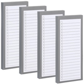 4 Pack Magnetic Notepads for Refrigerator，200 Sheets Grocery List Large Magnet Pad for Fridge,Full Magnet Back Design Magnetic Memo Pads for Grocery List, Shopping List, To-Do List (Gray, 4 pack)