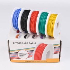 28 AWG Stranded Electrical Wire 28 Gauge Tinned Copper Wires Flexible Silicone Electric Hookup Wire Kit OD:1.2mm, 5 Colors 32.8ft/10m Each, DIY/Automotive/Home/Power Wiring Kit by Sznnzd™