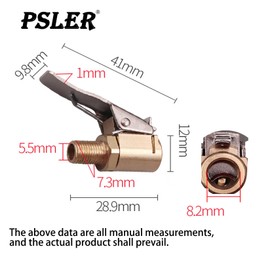PSLER Air Chuck 2PCS Brass Tire Chuck 1/4" NPT(male) Heavy Duty Closed Flow Lock N Flate Air Chuck with Clip for Most Vehicles with Schrader Valve Air Nozzle Tire Inflator Air Pump Accessories