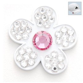 Bonjoc Crystal Golf Ball Marker & Hat Clip - Sugar Pie (White/Pink Flower)
