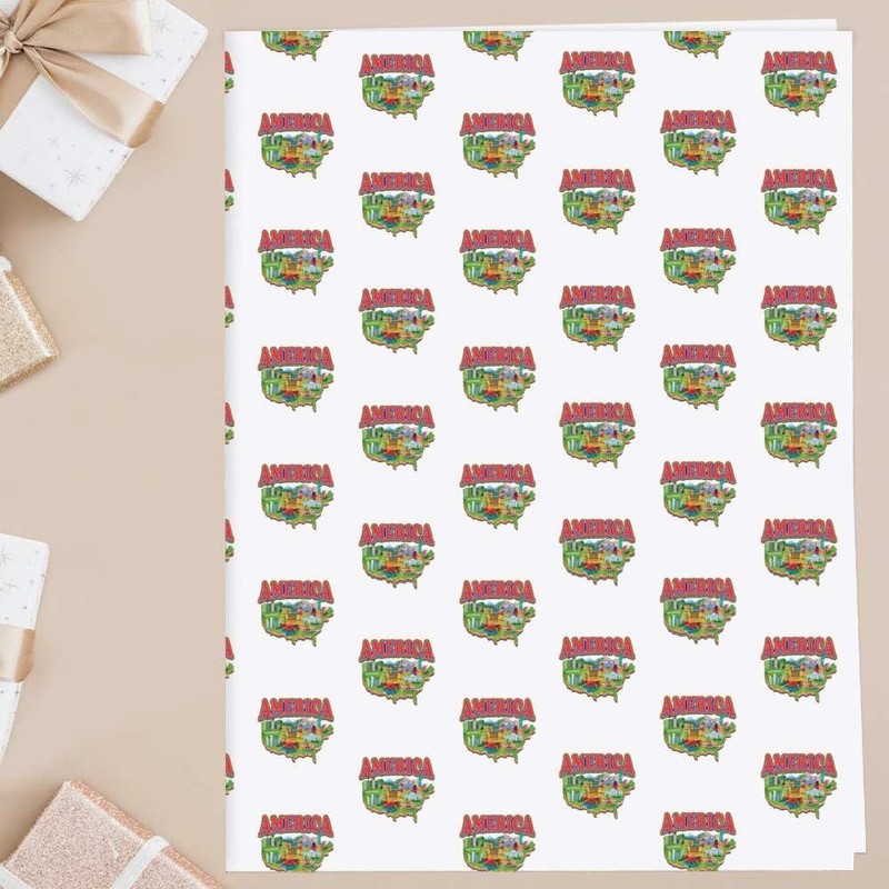 A1 'Map of America' Gift Wrap/Wrapping Paper Sheet (GI00109619)