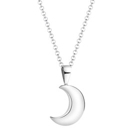 Nenalina KAS-089 Women's Necklace with Crescent Moon Pendant Polished (12.5 mm), Moon with Silver Chain, Chain for Women and Girls with Chain Pendant, Festival Jewellery, 925 Sterling Silver, Length