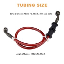 Motorcycle Brake Line, 28° 0°Stainless Brake Hose, Motorcycle Braided Steel Brake Clutch, Pack of 1, Flexible Brake Line for ATV Bikes Motocross Street Bikes (120cm 47.25",Red)