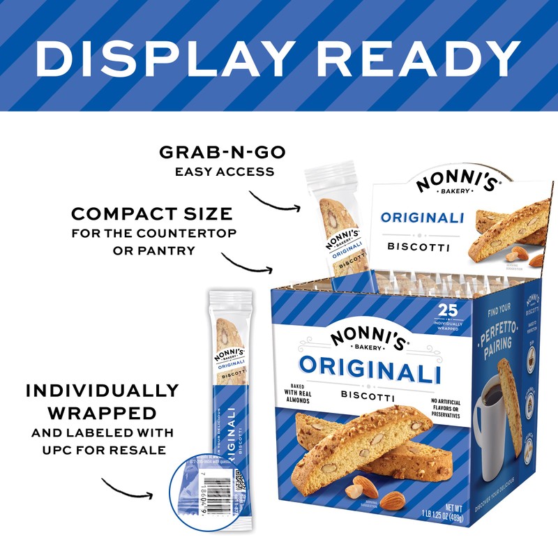 Nonni's Biscotti Value Pack, Originali Classic Almond, 25 Count, 1.1