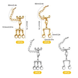 FFDHWU 4 Pieces Jewelry Connecting Buckles, Necklace Layered Buckles, Bracelet Buckles, Jewelry Buckles, Necklace Connectors, Jewelry Making Supplies