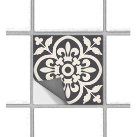 Encaustic Moroccan Kitchen Bathroom Tile Stickers, Stair Riser Vinyl Decal, Peel & Stick DIY Home Decor (Pack of 24, Size: 4" x 4")