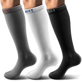 KEMISANT Women Compression Socks 3Pairs,Knee-high Socks Men Women,Circulation Support For Nurse Recovery Hiking Cycling(3Pairs,Large-X-Large)