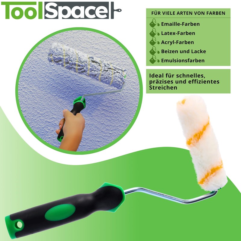 ToolSpace Set of 10 Paint Rollers + Handle - 11