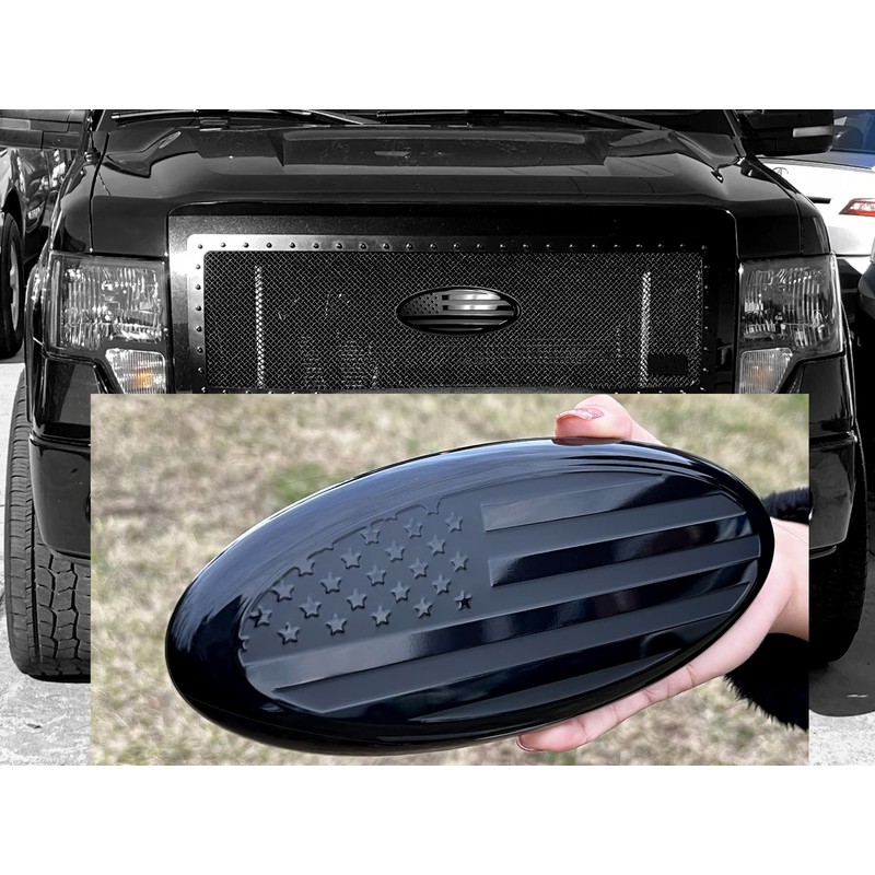 9 inch Front Grille Tailgate Rear American Black Flag Emblem