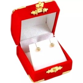 FindingKing 6 Red Velvet Earring Boxes With Brass Corners 2 1/8"