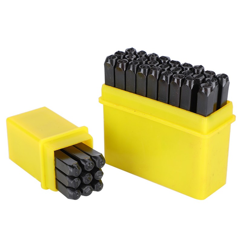 36Pcs Stamping Punch Tool Number(0‑9) Letter (A‑Z‑&amp;) High Carbon Steel