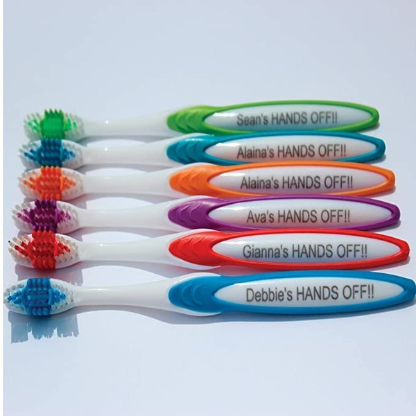 Personalized Gift Personalized TOOTHBRUSHES 5 Pack Manual Toothbrush Adults Your Choice of Colors Any Name/Message Engraved