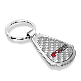 iPick Image Made Clear Dome Real Silver Carbon Fiber Chrome Metal Teardrop Key Chain with Logo for Ford F-150 FX4 Off Road