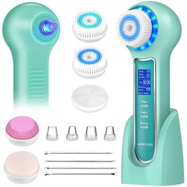 Exfoliante facial UMICKOO, cepillo limpiador facial resistente al agua con pantalla LCD, eliminador de puntos negros al vaco con 5 cabezales de...    