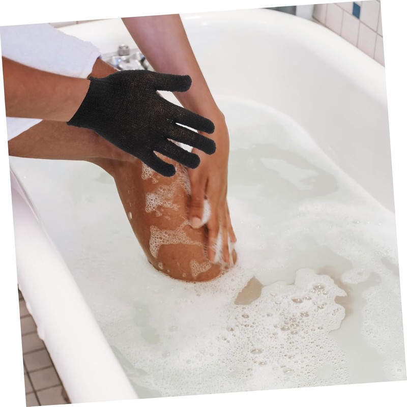 VALICLUD Guantes de Baño Exfoliantes Negros de Doble Cara -
