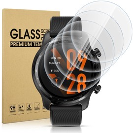 Suoman 4-Pack for Ticwatch Pro 5 Enduro/TicWatch Pro 5 / TicWatch Pro3 / TicWatch Pro 3 Ultra GPS Screen Protector, 2.5D 9H Hardness Ultra-Thin Tempered Glass Screen Protective Film