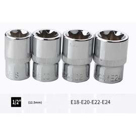 14Pcs E-Torx Star Socket Set with Case, 1/4, 3/8, 1/2 in. Drive Female External Star Socket Set E4-E24 Torque Socket Set