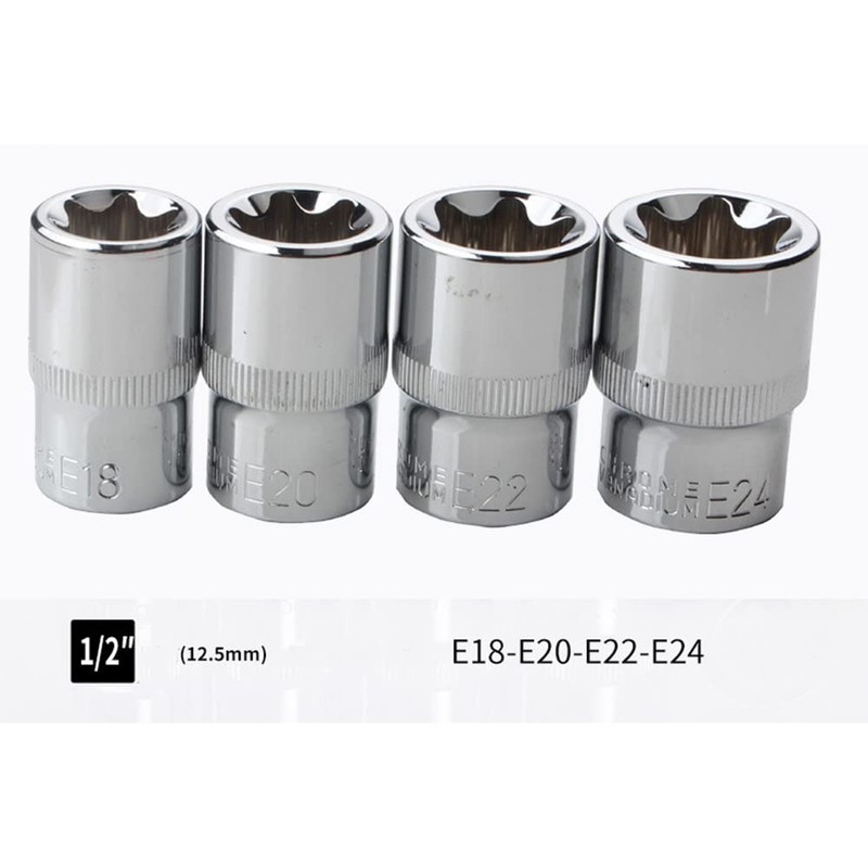 14Pcs E-Torx Star Socket Set with Case, 1/4, 3/8, 1/2