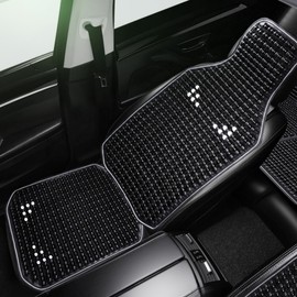 HJJKKH Wood Beaded Auto Car Front Seat Backrest Cover Set, Cooling Breathable Massage Vehicle Seat Cushion, Ergonomic Designed Wooden Seat Pad Mat for Universal Vehicle Cars Trucks Vans