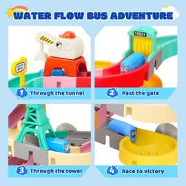 Bath Toys for Toddlers, 51pcs Traffic Themed Water Slide Track Game with Suction Cups, DIY Bathtub Toys for Kids 3-6 Years, Educational Shower Game for Boys, Girls