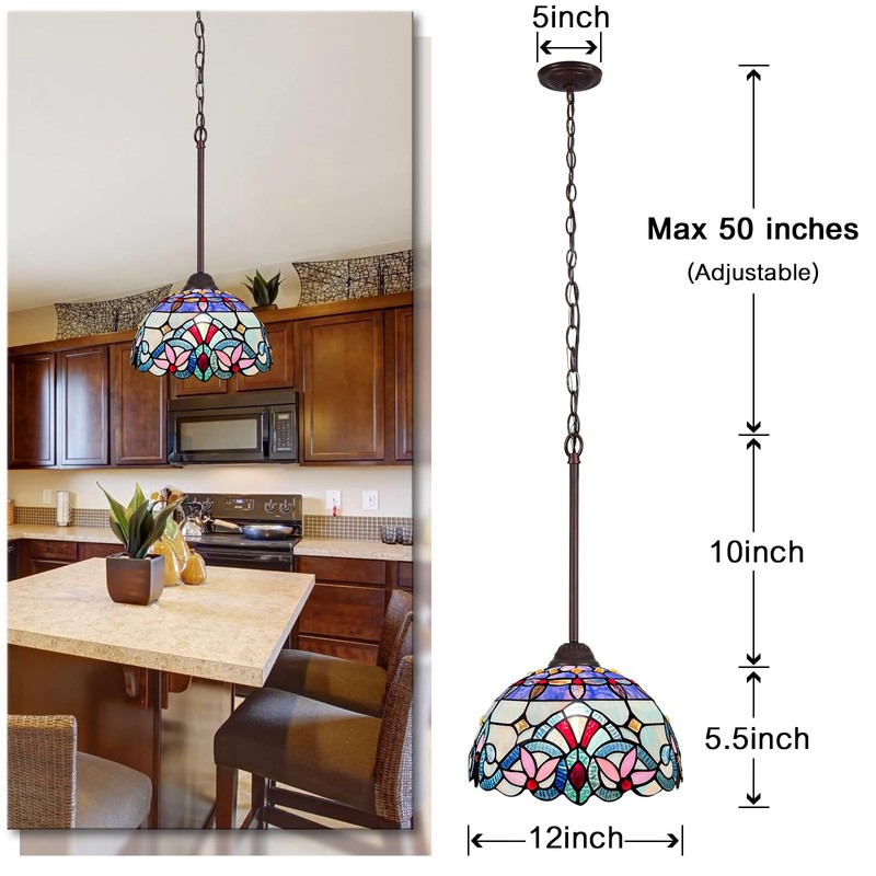 Capulina Tiffany Lamp Stained Glass Pendant Lights 12 Inches Wide