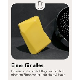 Duschbrocken 2in1 Festes Shampoo & Duschgel - 1x Toni Zitroni - Erfrischender Duft - Feuchtigkeitsspendend - Natürlich, Vegan - 126g