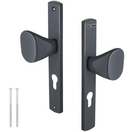 KOTARBAU® Door Knob 72 mm Profile Cylinder Door Handle Aluminium Handle Set Door Handle Door Handle Long Plate Set Anthracite Interior Door Exterior Door Handle