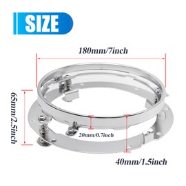 Saihisday 7 Inch Chrome Round Headlight Ring Motorcycle Mounting Bracket Replacement for H_arley Motorcycles Headlight Mount(Sliver)