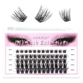Cluster Lashes DIY Eyelash Extensions 60pcs Cluster Eyelashes Wispy Fluffy Individual Lashes Extensions C Curl (8-16mm Mixed FD77)