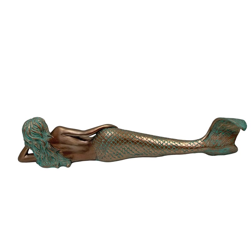 Nautical Tropical Imports Little Dreamy Mermaid Sculpture (Verdigris Bronze)