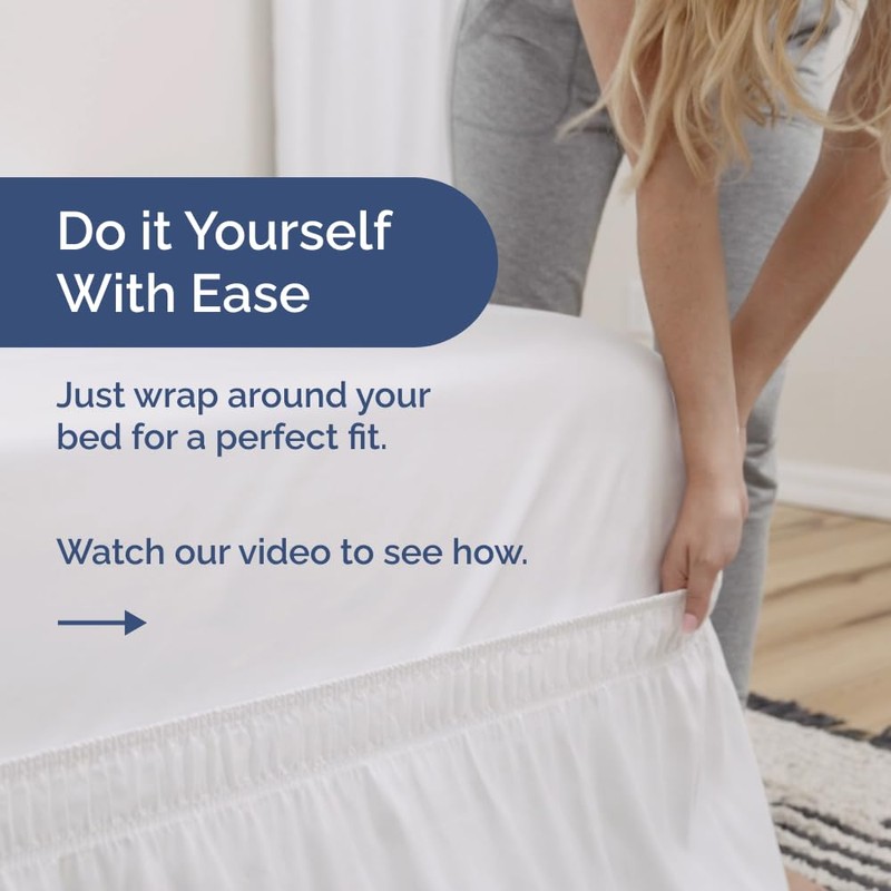 Wrap Around Dust Ruffle Bed Skirt - White - for
