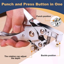 Eyelet Punch Kit with Pliers and Eyelets, 20cm/7.9inch Leather Belt Grommet Tool with 100Pcs 4.8mm Gold Grommets for Paper Cardboard Leather Belt Cloth Thin Plastic Metal Stud Punch Kit