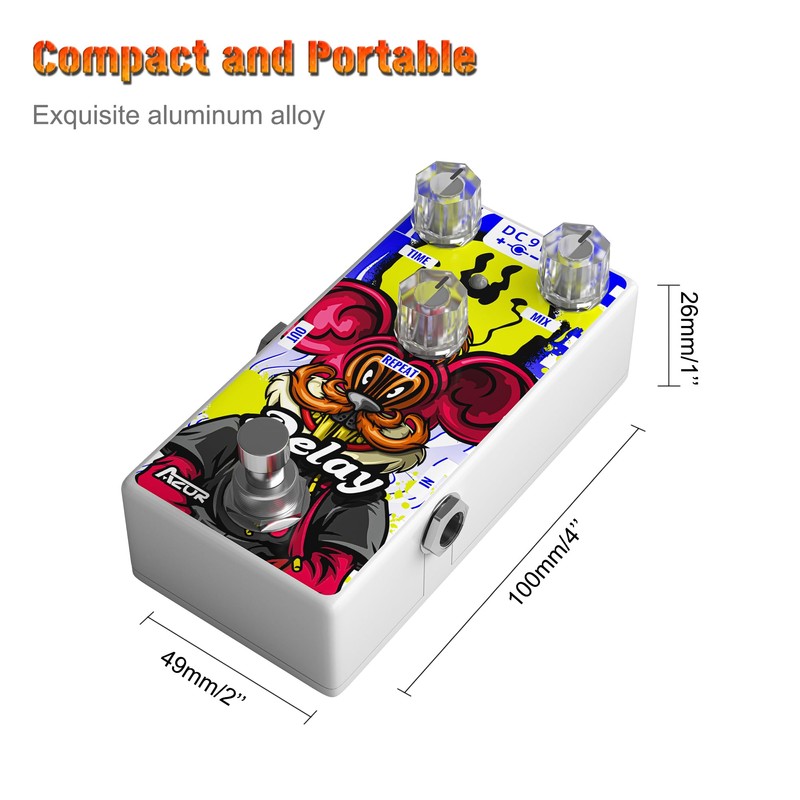 AZOR Delay Guitar Pedal, Digital Effect Mouse Vintage Delay Pedal