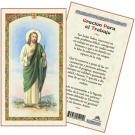 Oracion Para El Trabajo a San Judas Tadeo Laminated Prayer Cards - Pack of 25